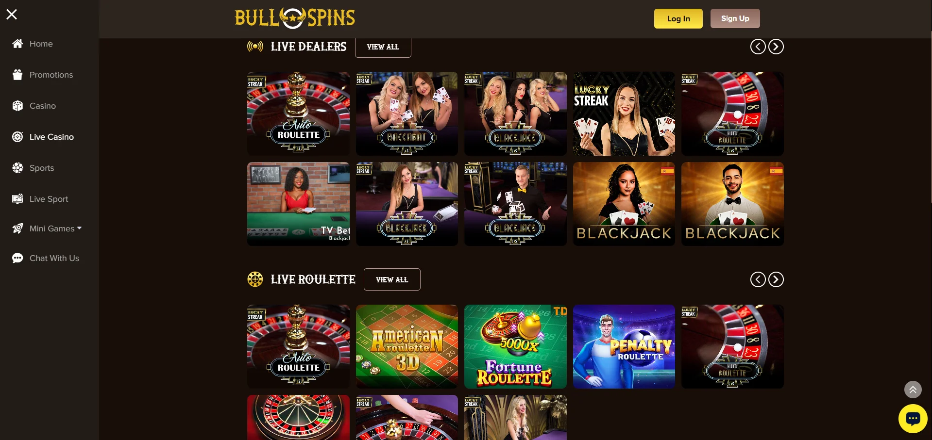 Bullspins Live Casino Games