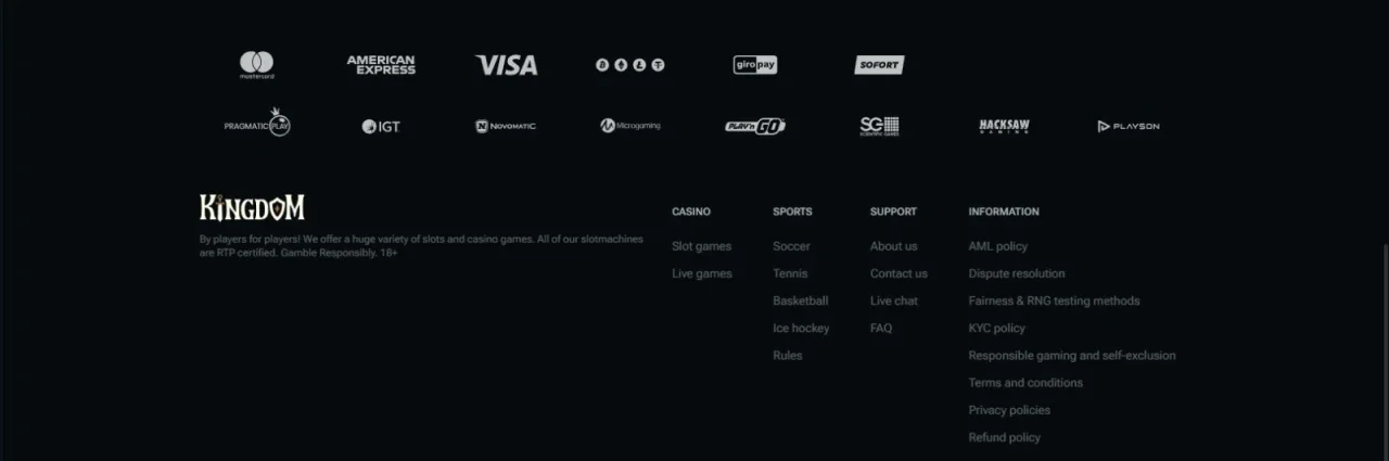 kingdom casino payments