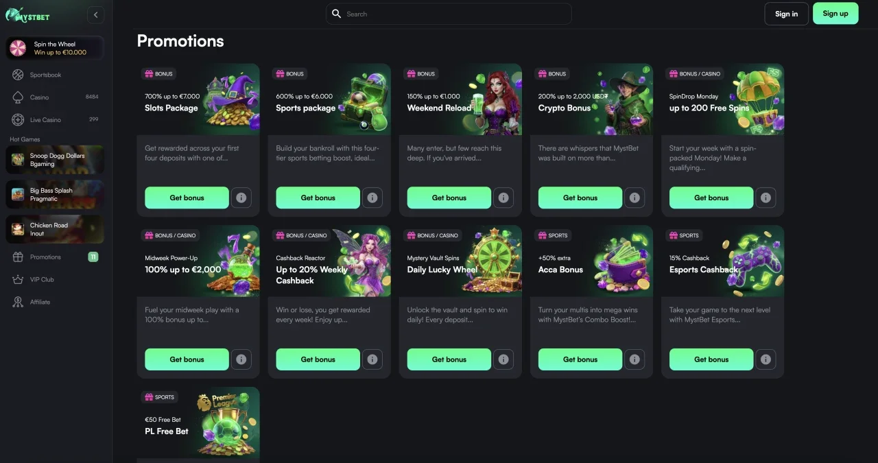 mystbet casino not on gamstop promotions