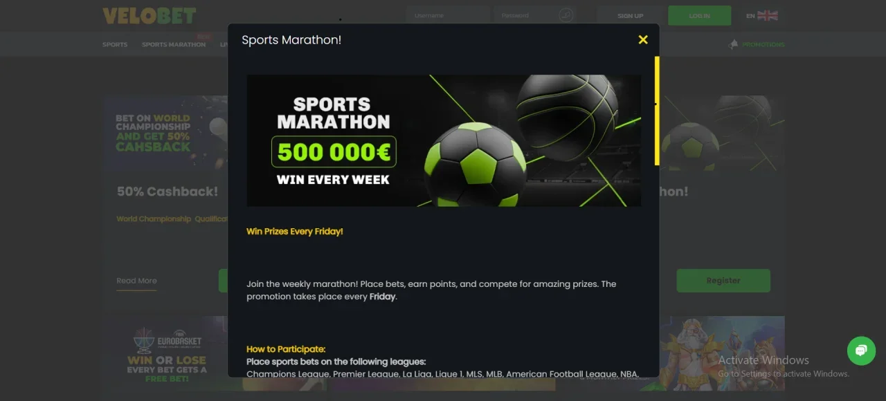 velobet sports marathon