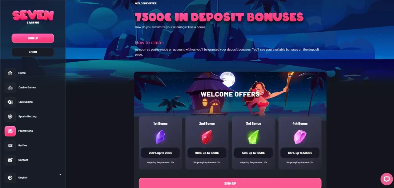 welcome bonus at seven casino